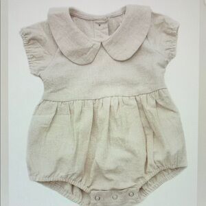 Cream Baby Romper with Peter Pan Collar